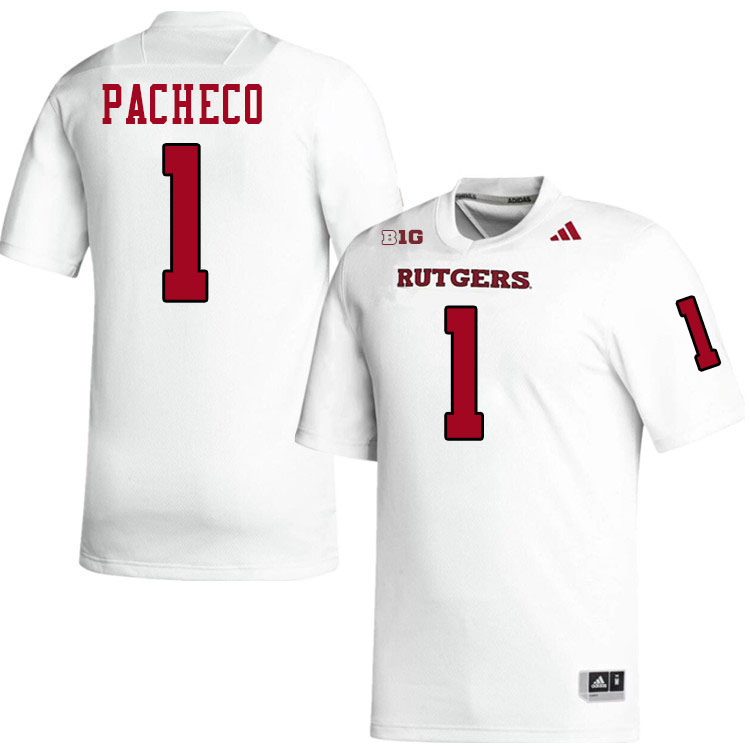 Rutgers Scarlet Knights #1 Isiah Pacheco College Football Jerseys,Uniforms-White